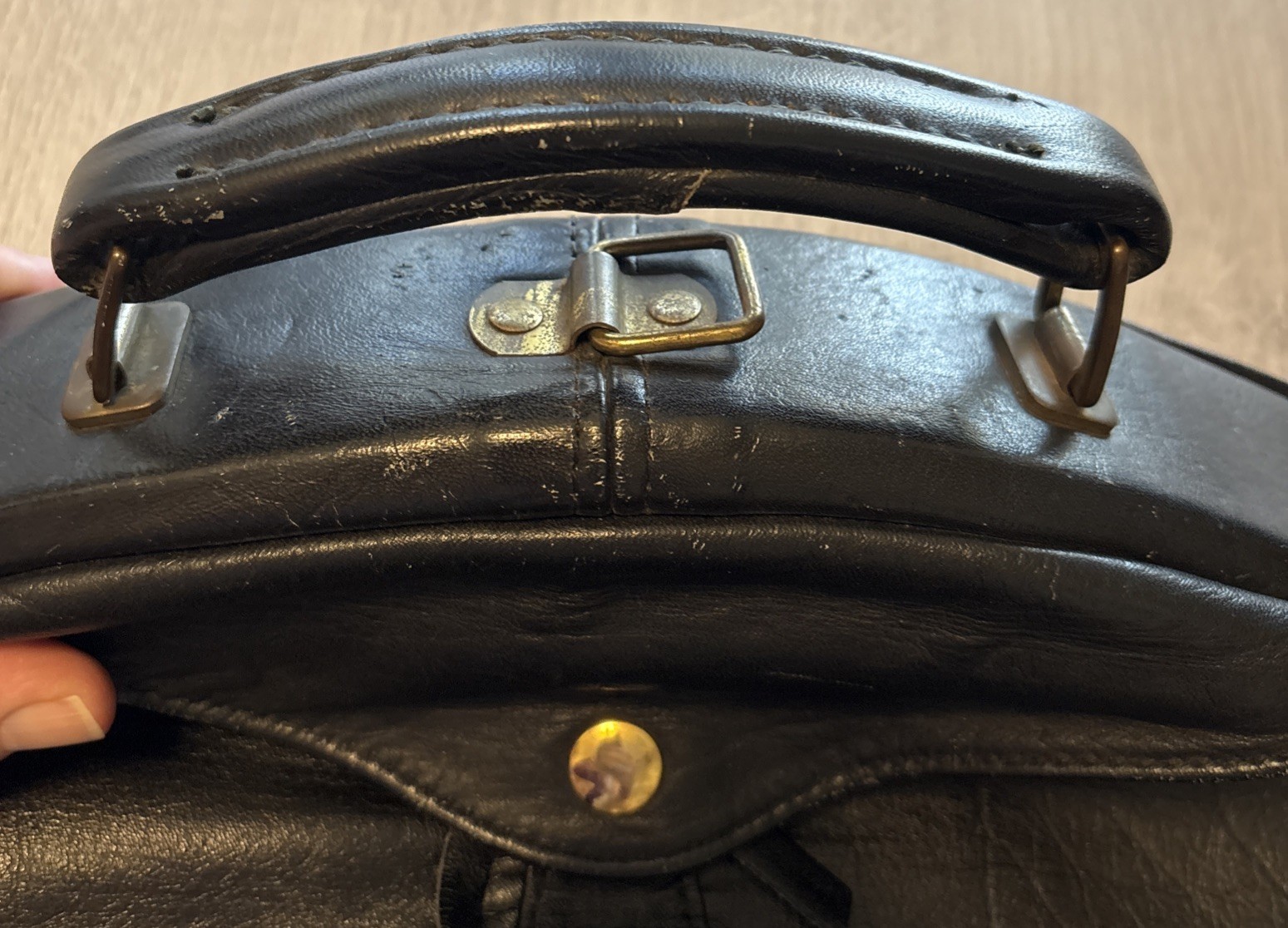 Vintage Black Leather Garment Bag Japanese Foldable Buckles 38” Long