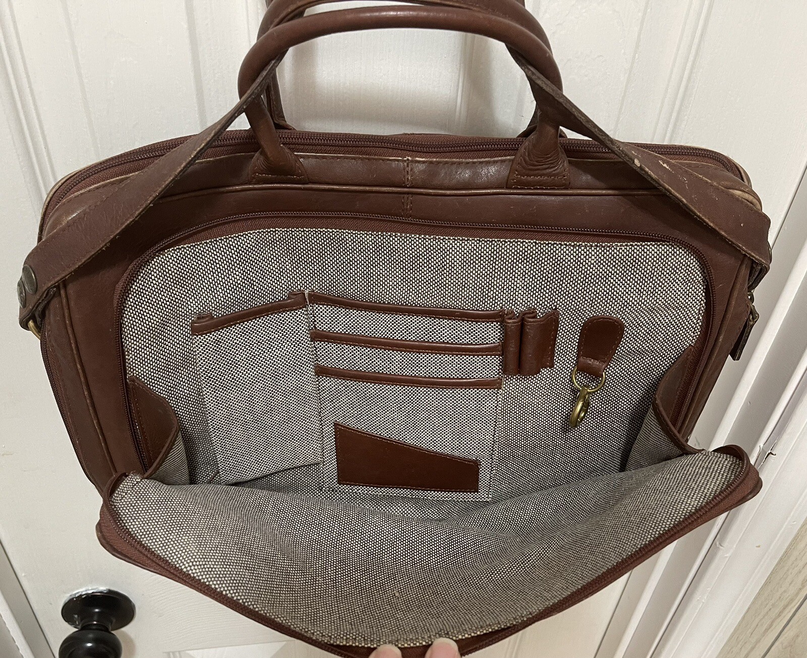 HIDESIGN Leather Laptop Bag ~Business Briefcase Satchel Brown Distressed Vintage