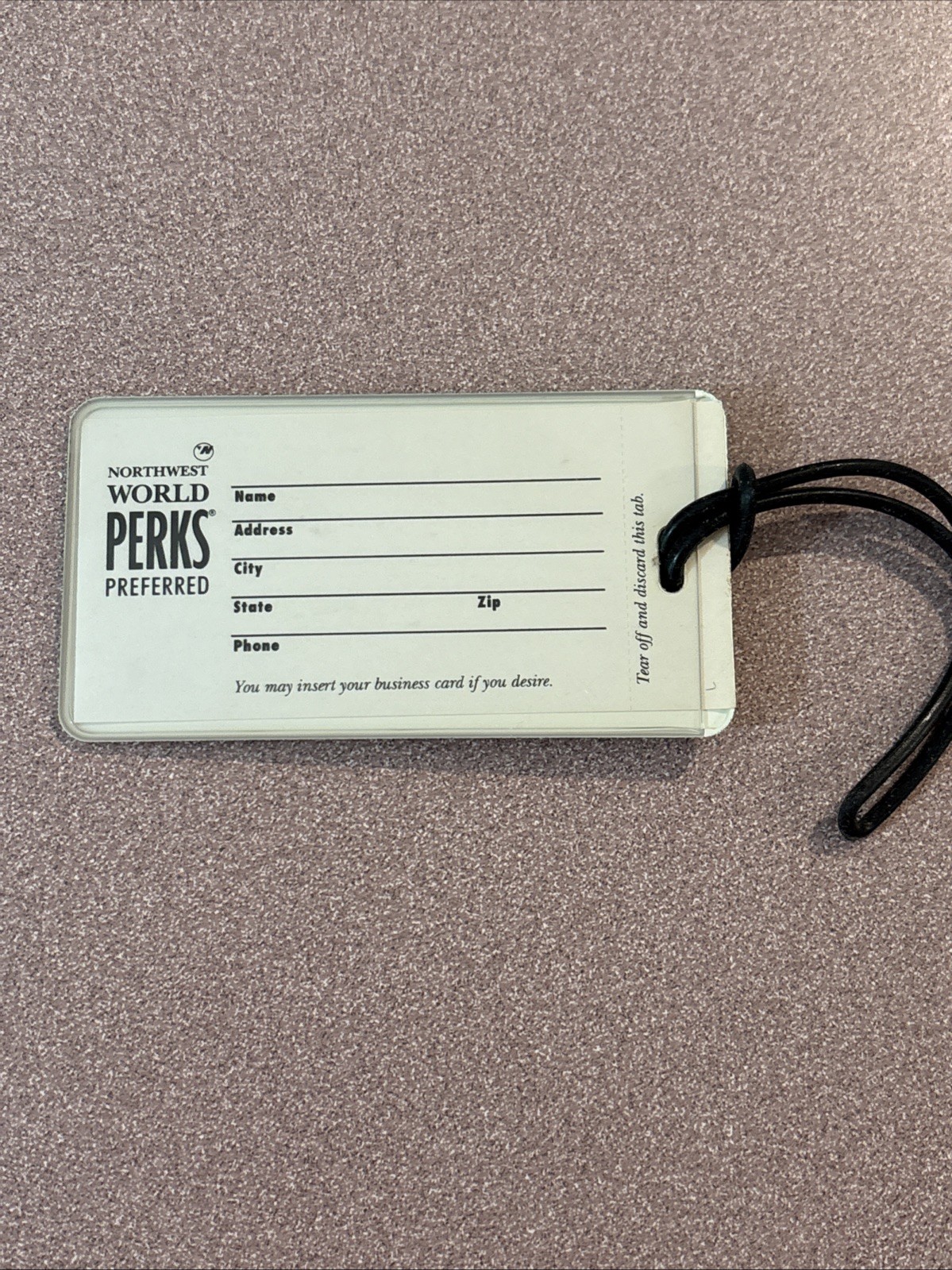 Rare Vintage Northwest Airline World Perks Travel Luggage Tag