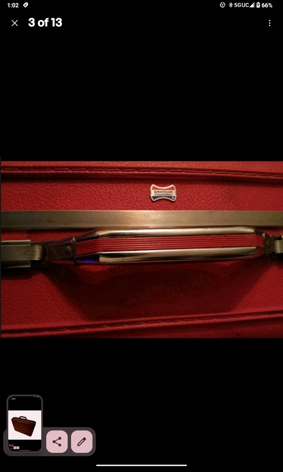 2pc Vintage Luggage Lot Samsonite American Tourister Brief Case Red brown retro