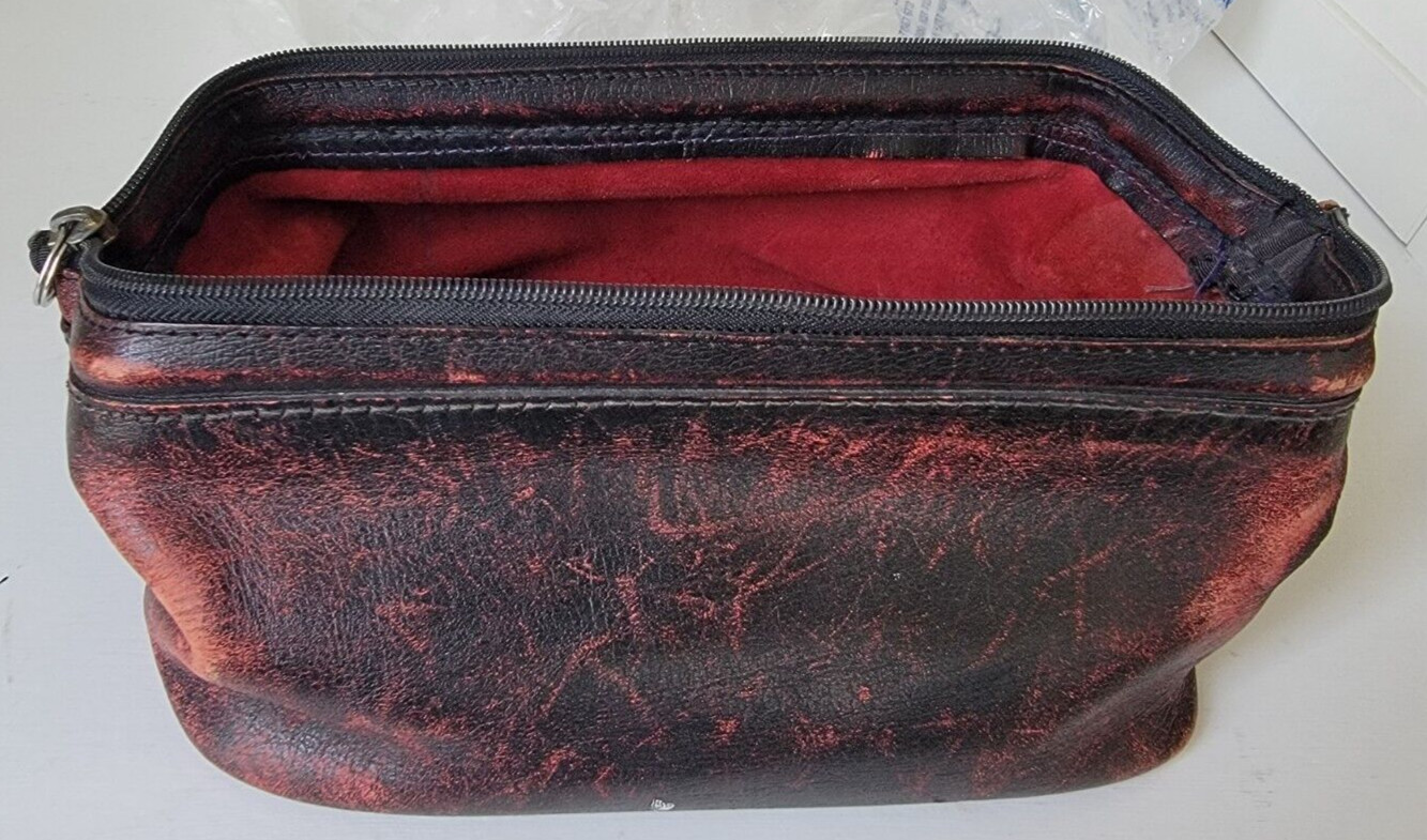 VINTAGE “SWANK” – FULL GRAIN LEATHER COWHIDE TOILETRIES CASE ~40yrs OLD