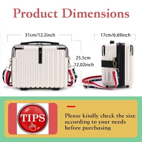 Mini Suitcase Hard Shell Makeup Case Stress-Resistant ABS Hard Makeup Black