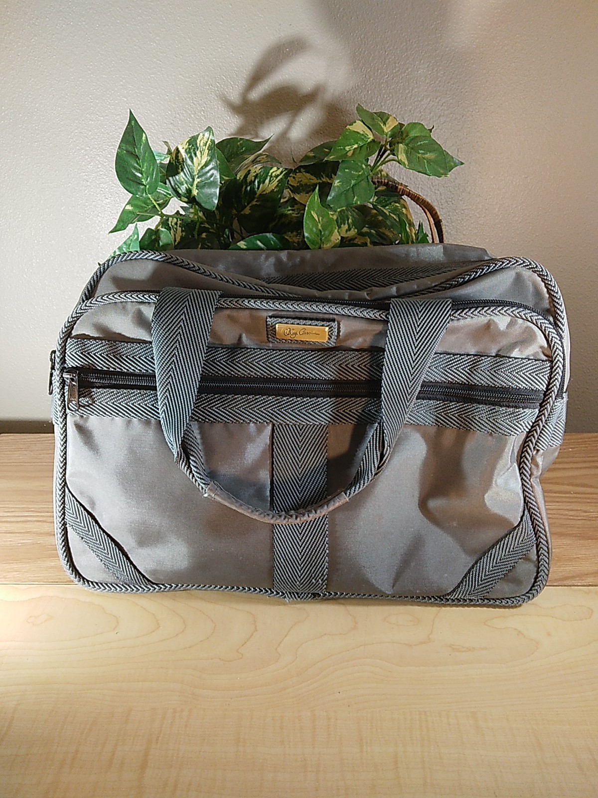 Vintage Oleg Cassini Gray Travel Carry-On, Overnight, Weekender Bag By Airway