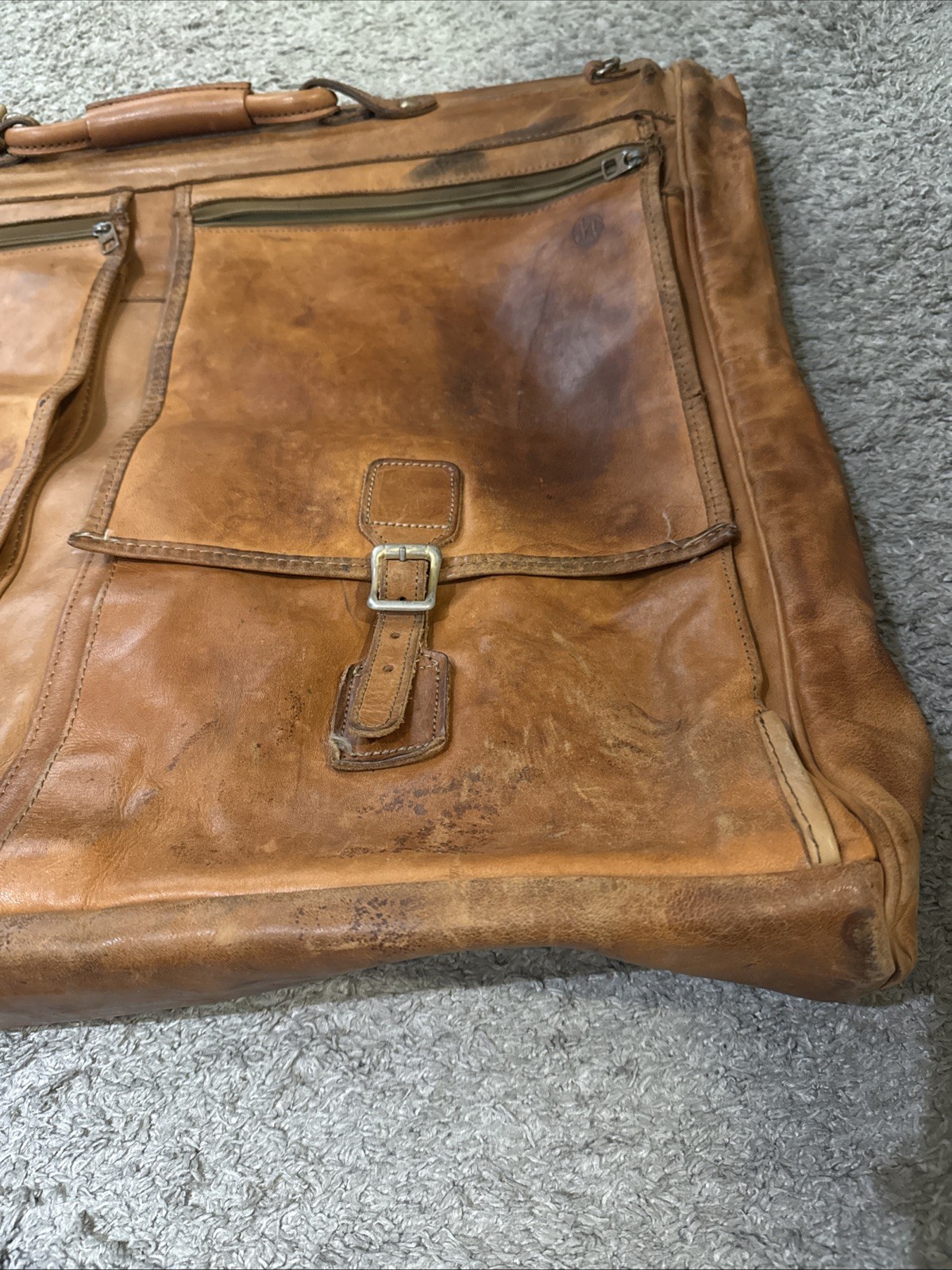 Vintage Hartmann Luggage Leather And Nylon Suit Bag