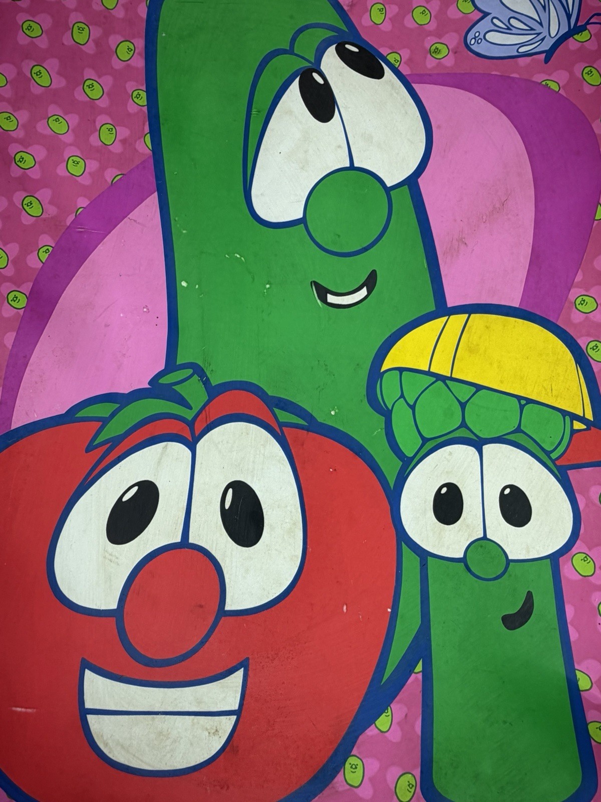 VeggieTales Kids Rolling Backpack Pink Luggage Larry Bob Travel Suitcase Bag