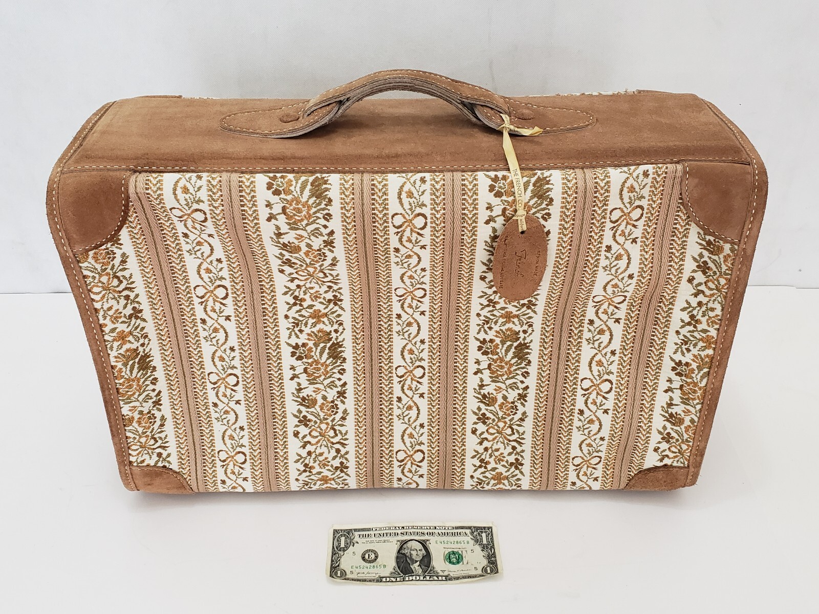 French Company Luggage – Heavy Fabric 20X14″ Heavy Embroidered Fabric & Leather