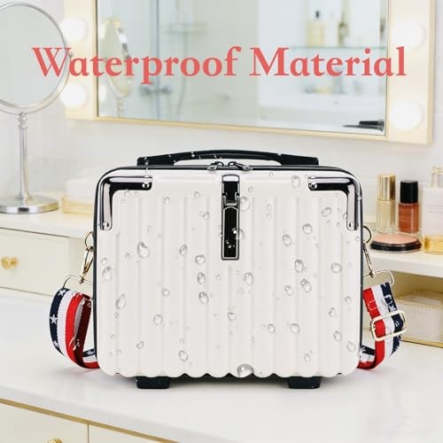 Mini Suitcase Hard Shell Makeup Case Stress-Resistant ABS Hard Makeup Black
