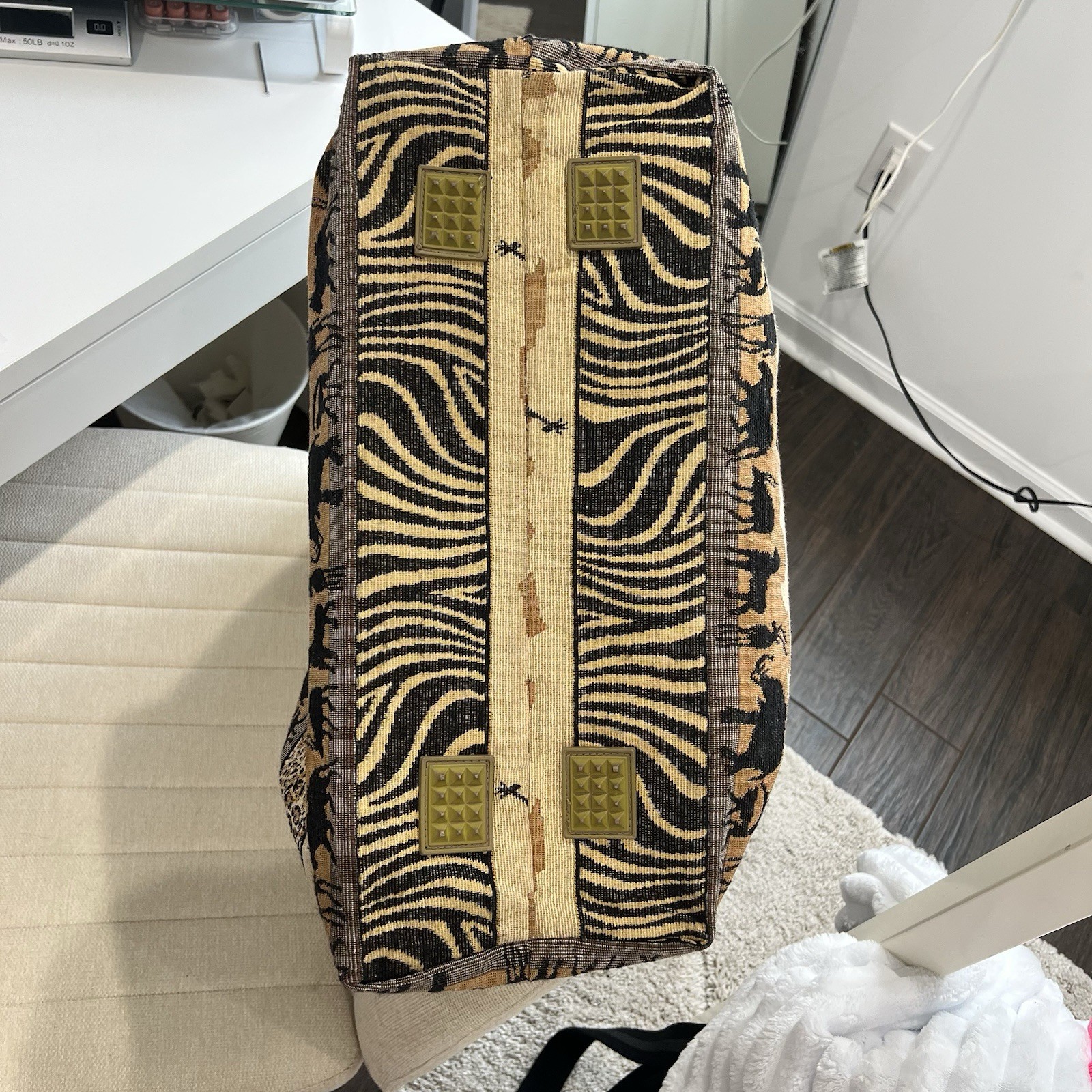 Vintage Jade Safari Print Tapestry Luggage Travel Bag Set Set Of 2 With Wheels