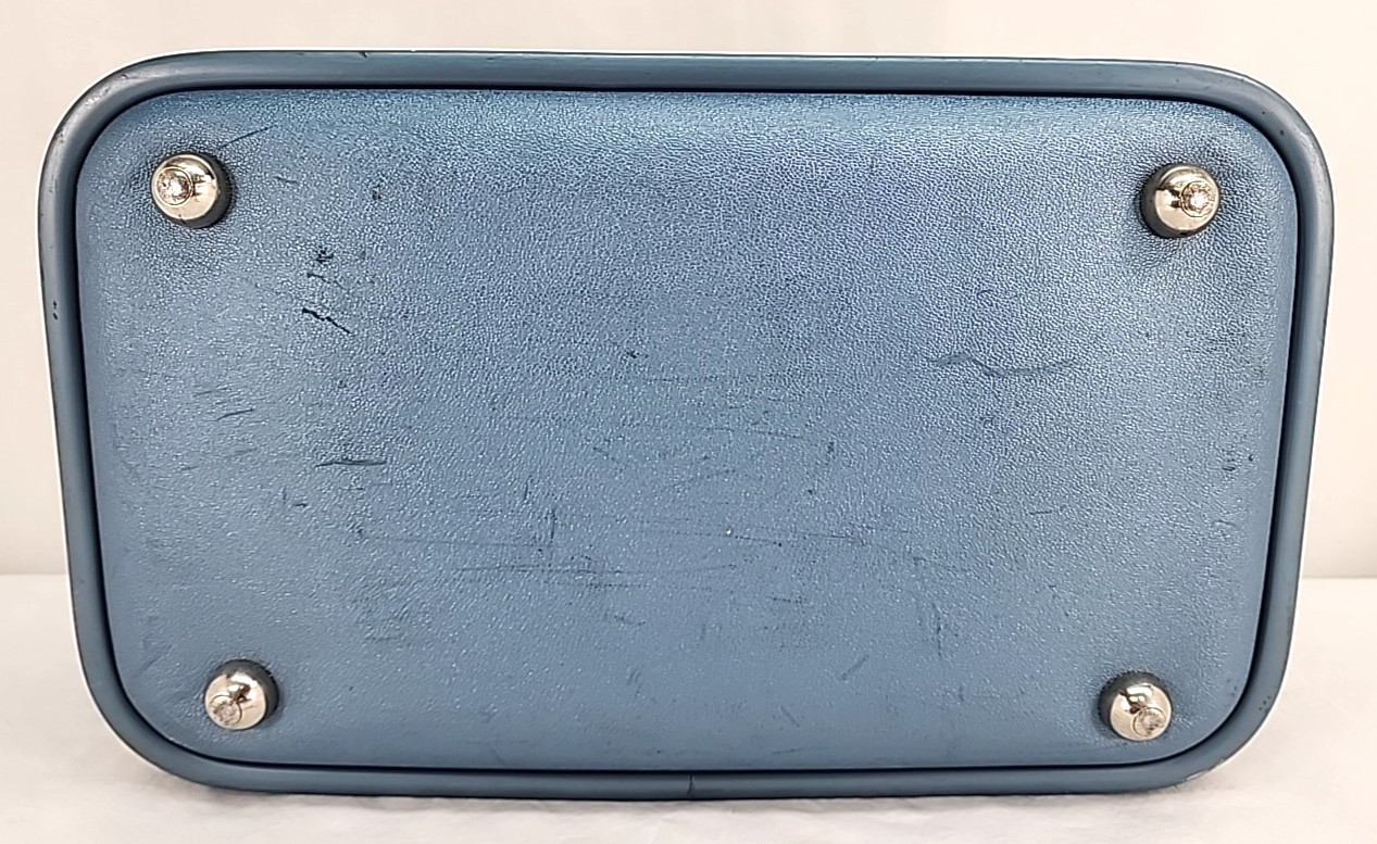 Vintage Wheary Train Case Blue Luggage Suitcase Retro Make Up Case 14x9x8