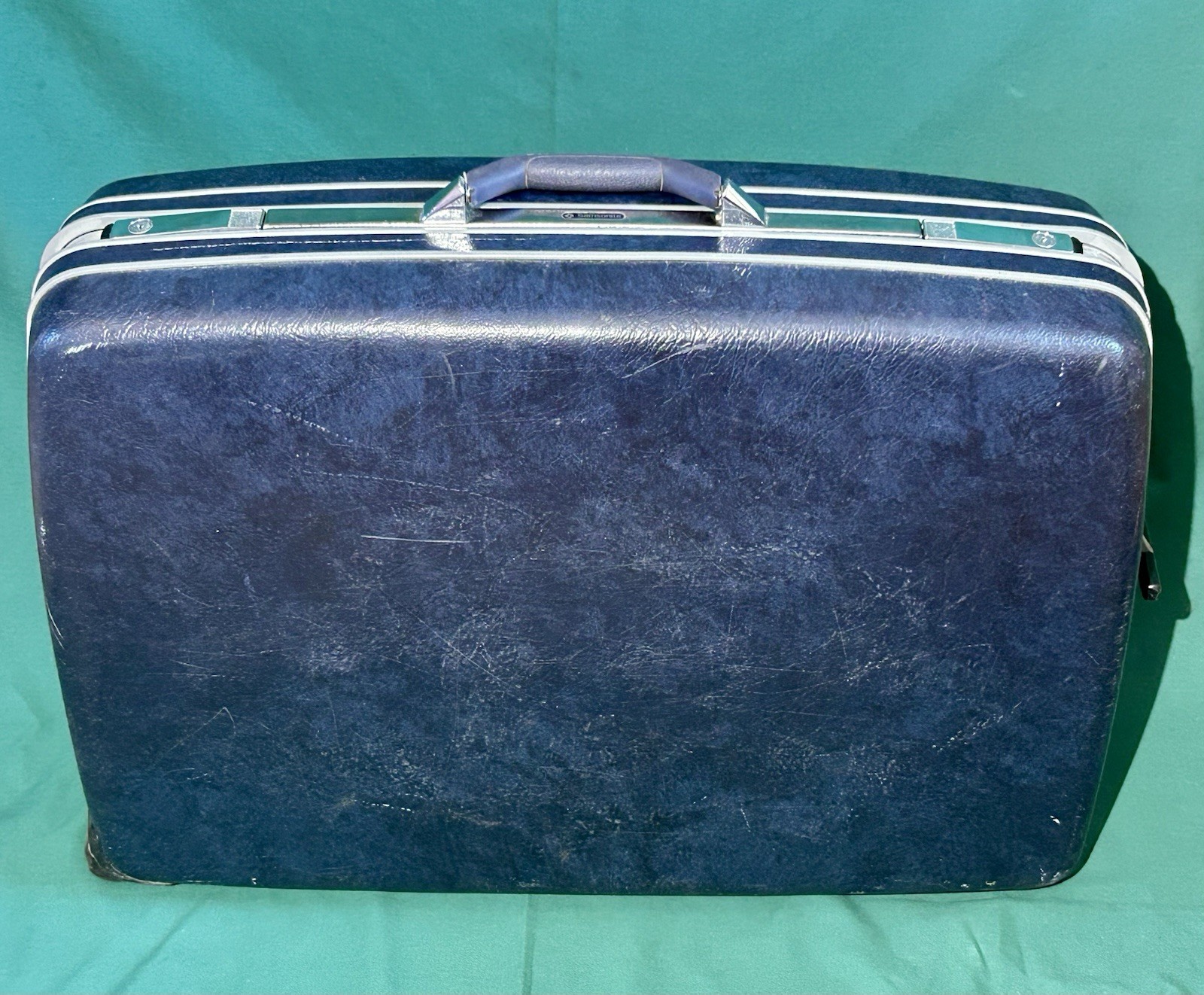 Samsonite Profile II Suitcase Wheeled Hard Side Luggage Dark Blue Navy 1970s Vtg