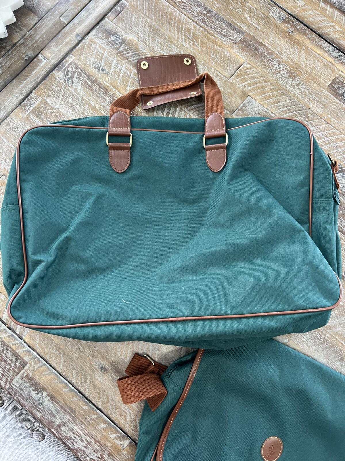 Vintage Ralph Lauren Green Canvas Travel Carry On Bags Lot