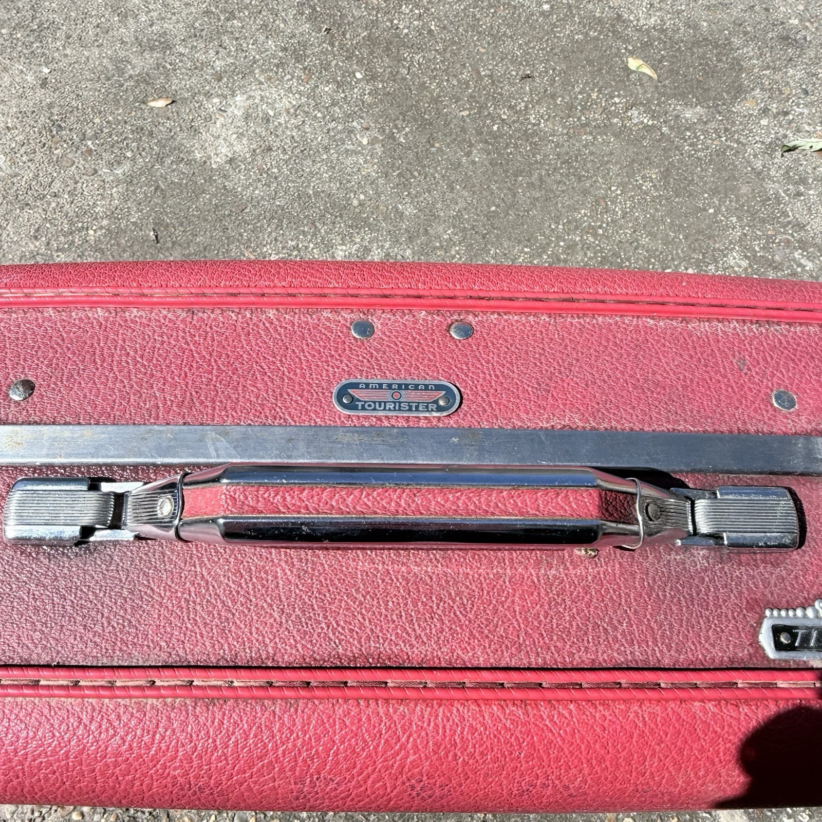 Vintage American Tourister Tiara Hard Shell Luggage Set 2pc Red Plastic USA