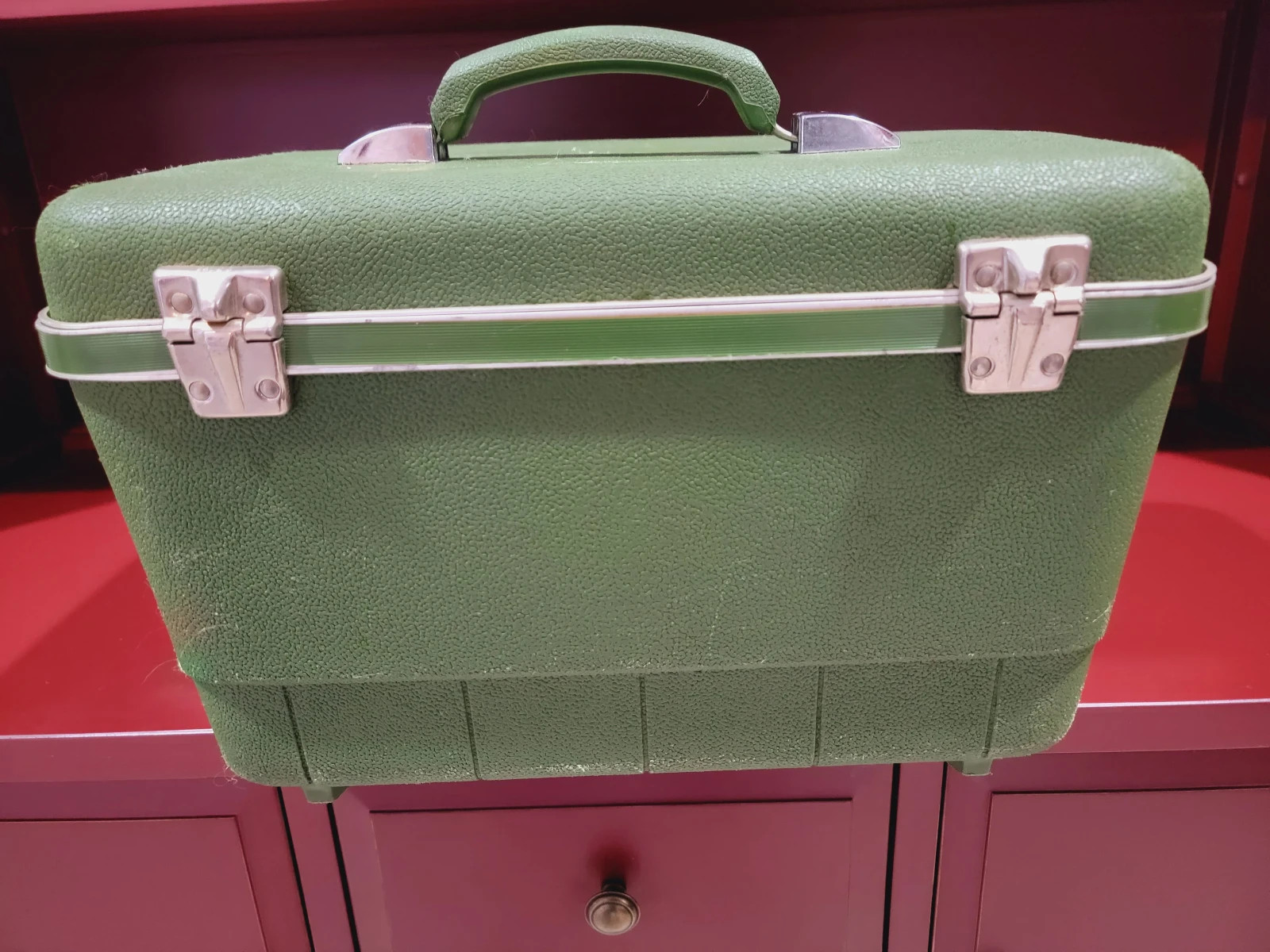 Vintage Sears Forecast Make Up Train Vanity Case Green Hard Case
