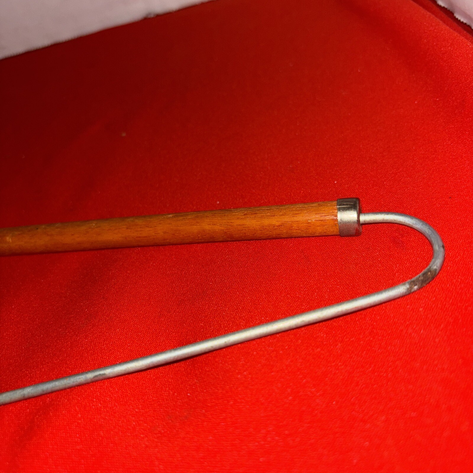 Vintage Original Luggage Suitcase Hanger Metal Folding Top With Wooden Bottom