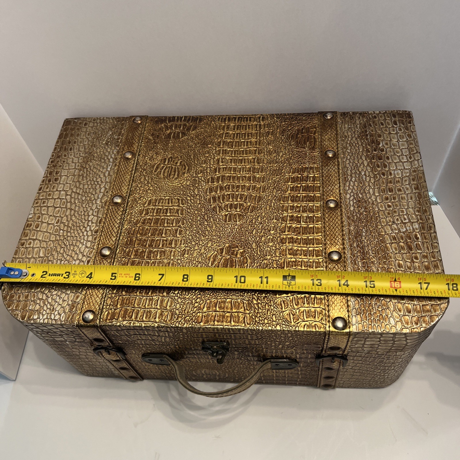 Vintage (Faux Alligator Leather) Trunk Storage Box Decor