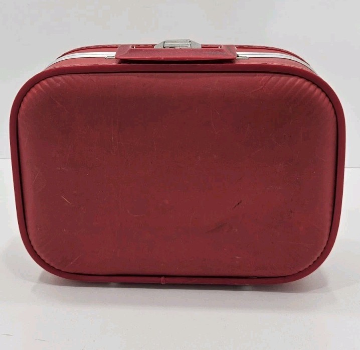 Vintage Trojan Luggage Co. Going To Grandma’s Suitcase Girl Red With Red Lining