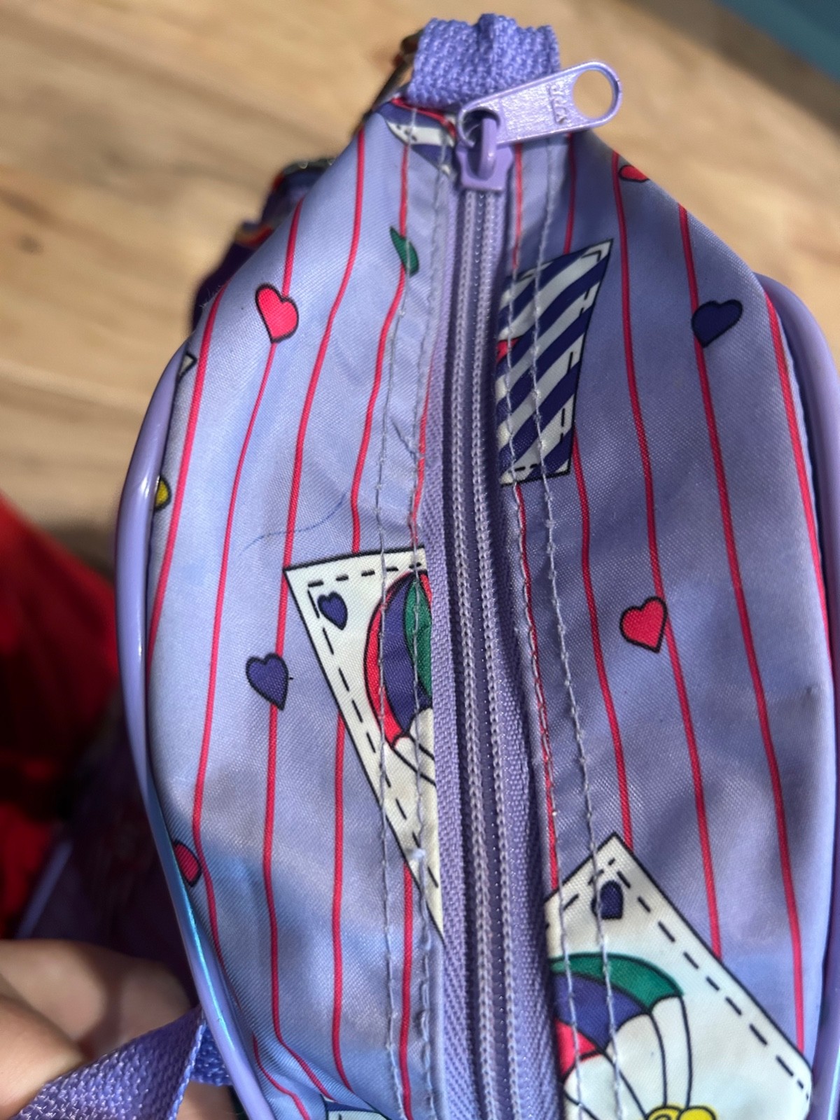 Vintage 90s Girls Travel Bags Garment Bag, Toiletry Bag Purple Stripes Bears