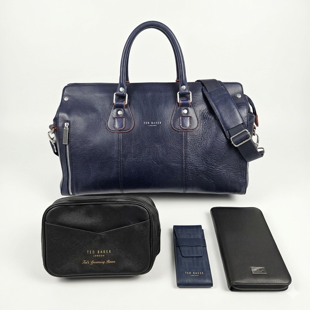 Ted Baker London Leather Travel Set: Bowler Bag, Grooming Kit/Tech Accessories
