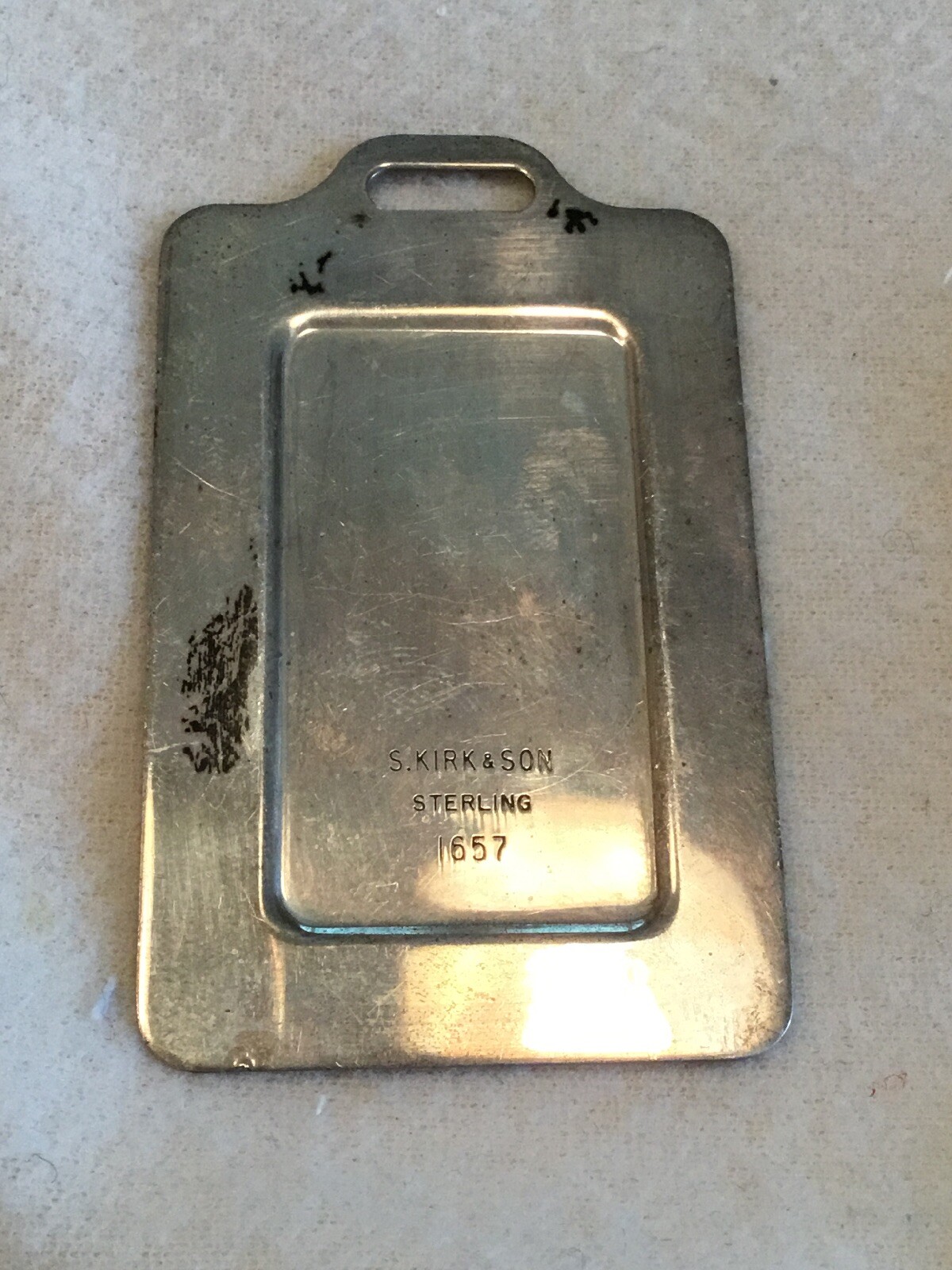STERLING Silver SUITCASE Design LUGGAGE TAG S.Kirk & Son Baltimore
