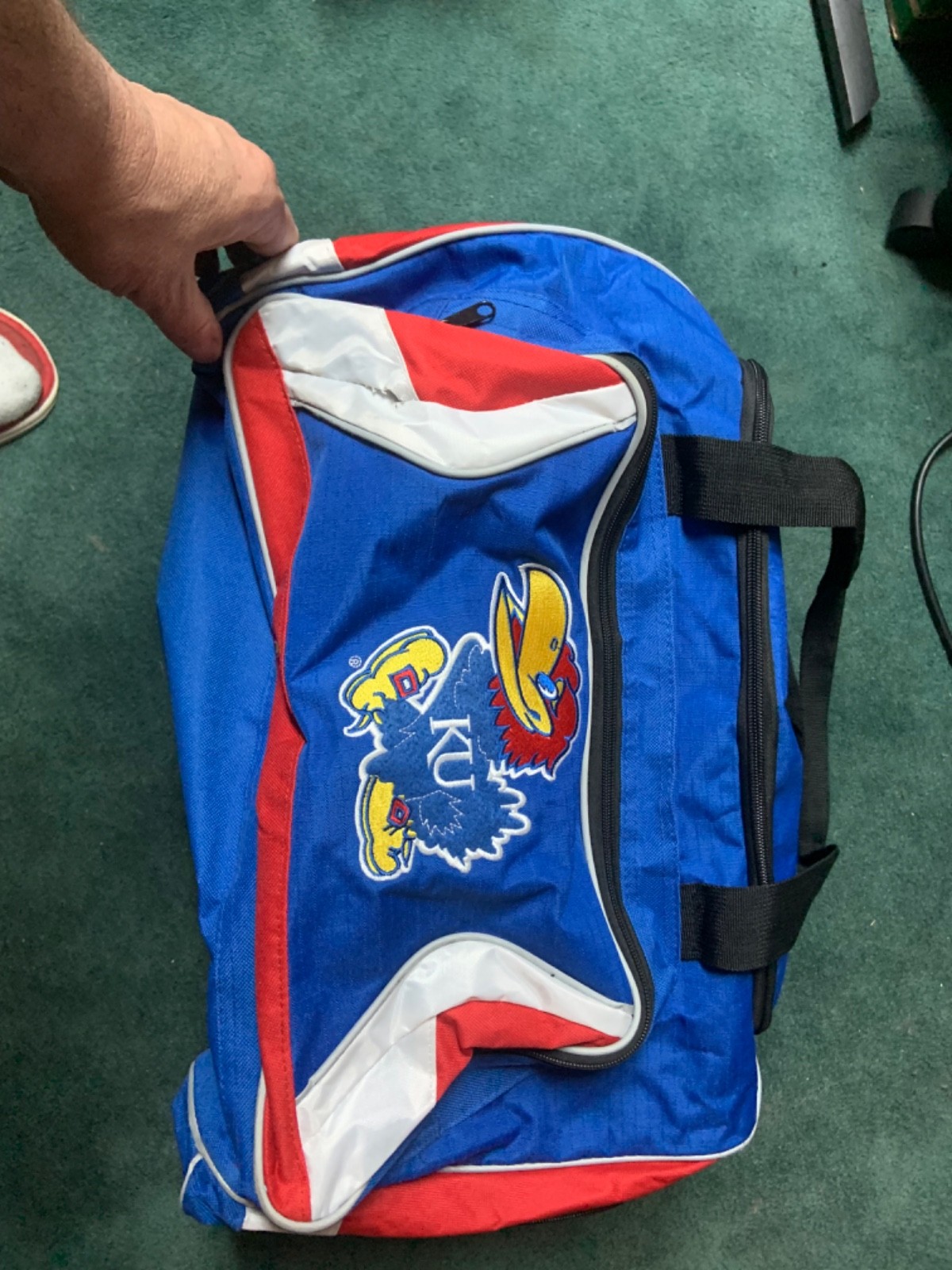 Vintage University Of Kansas Jayhawks Duffel Large Duffel Bag Blue