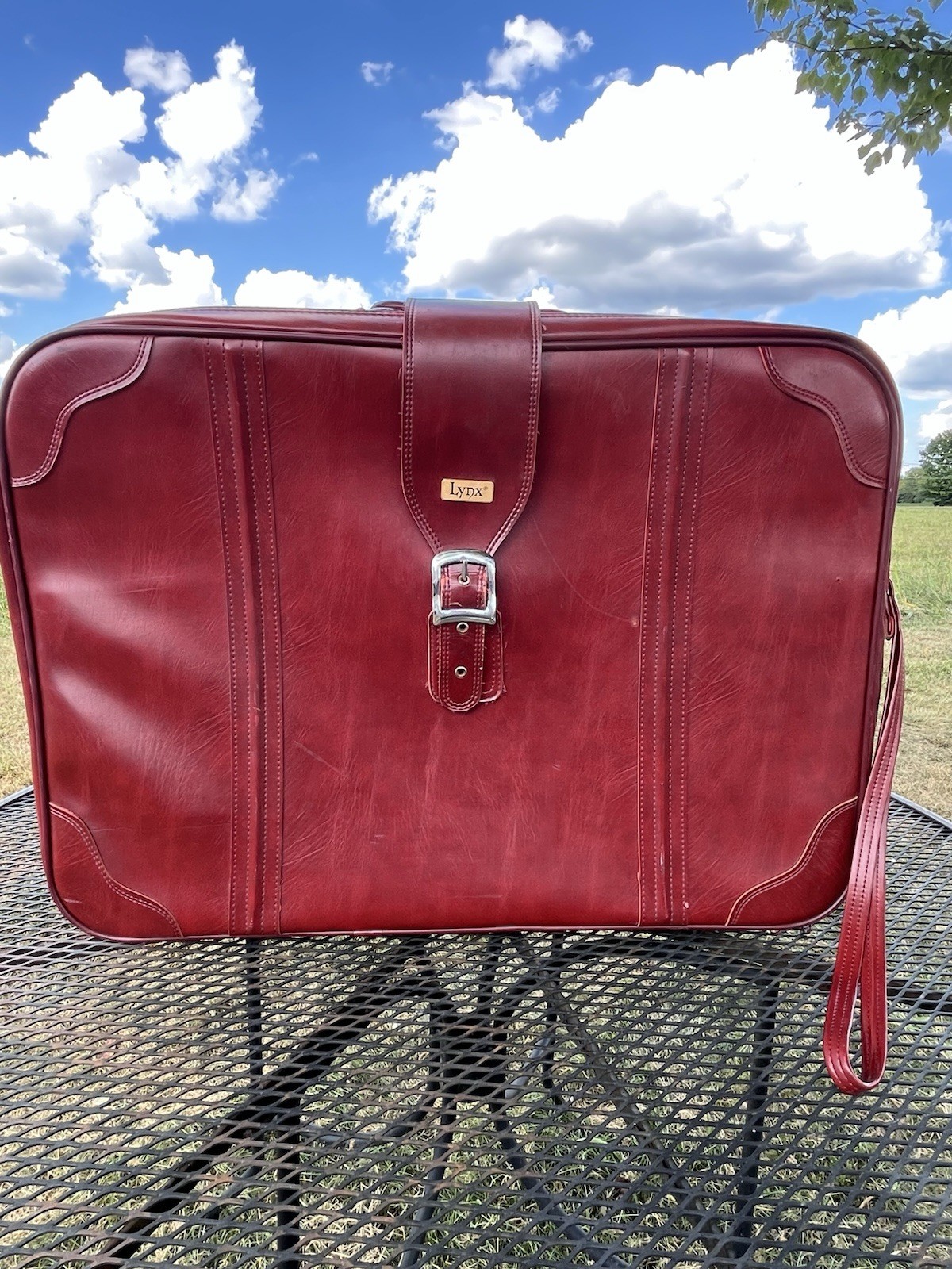 Rare LYNX VTG Genuine Leather Suitcase Briefcase Travel Luggage LARGE W/WHEELS