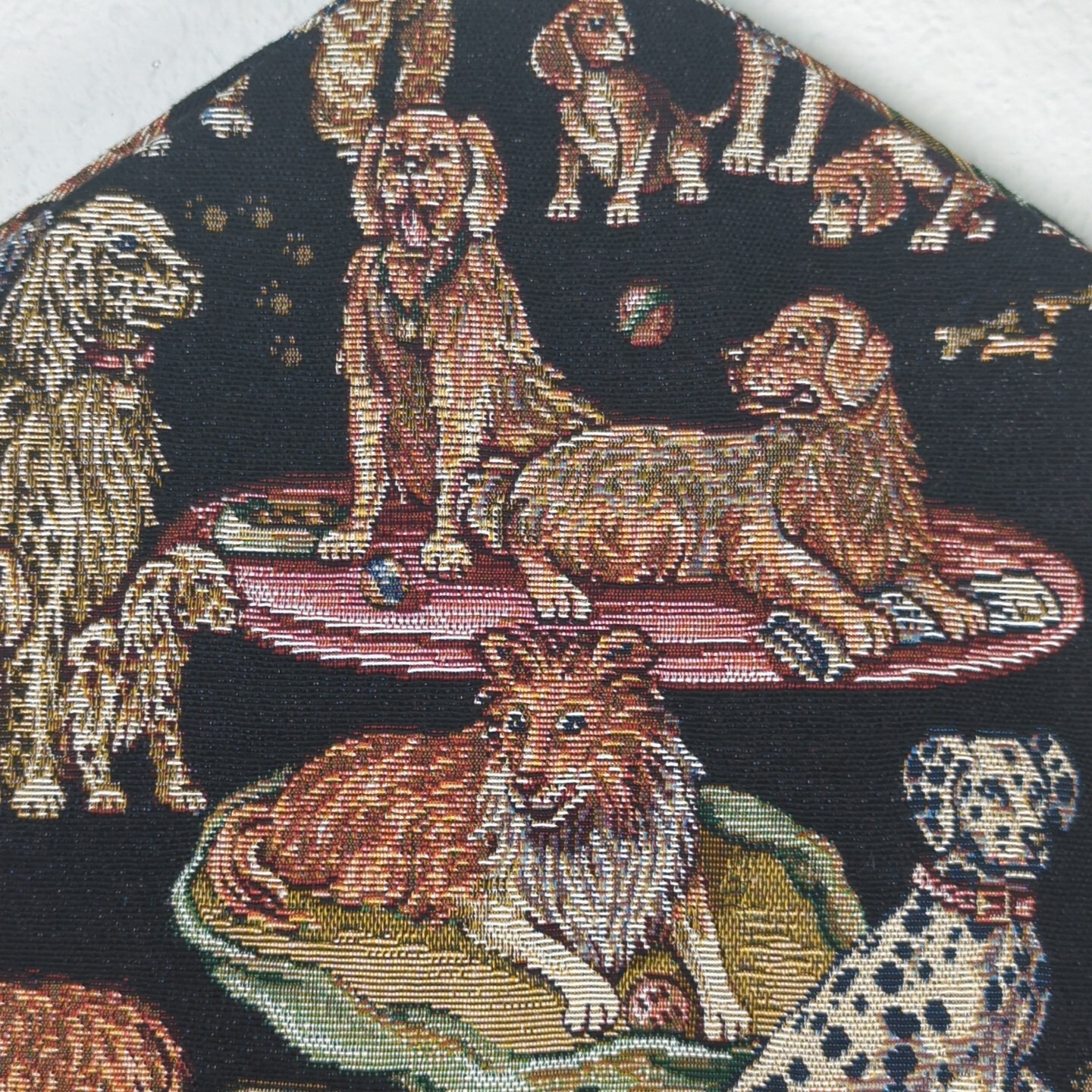 Vintage Tapestry Garment Travel Bag With Zipper No Pockets Dogs