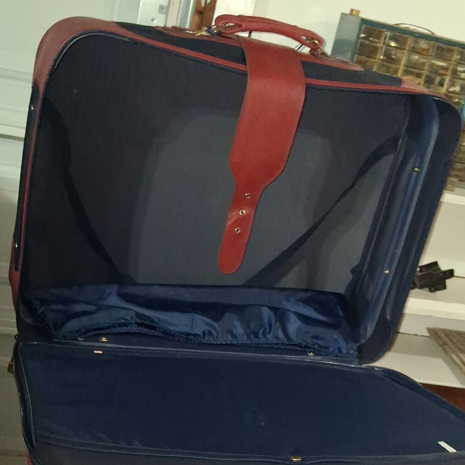 Universal Traveler Vintage Luggage Set Blue Brown Nylon Soft Case Lightweight