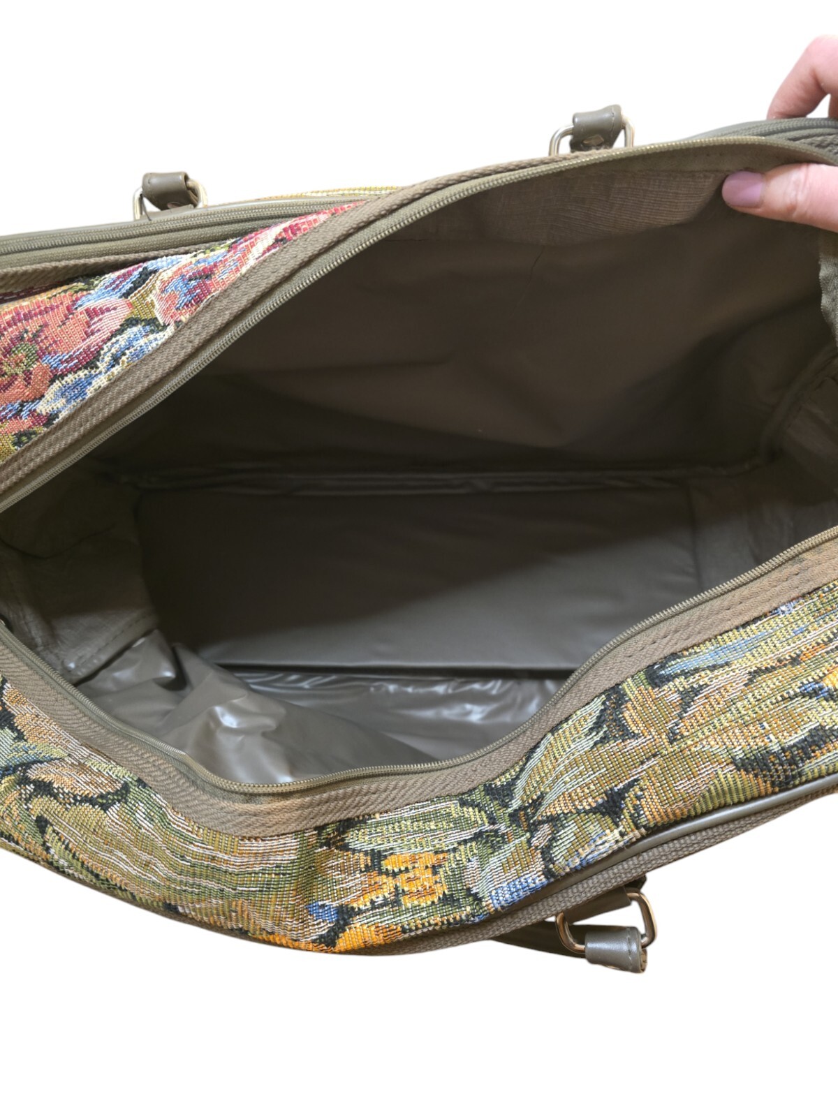 Vintage Faberge Travel Weekender Tapestry Floral Carpet Bag Suitcase