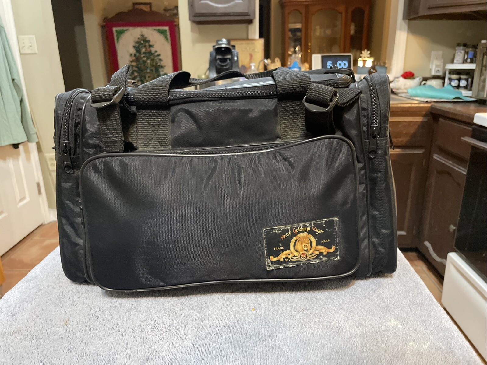 Vintage Camera Bag Carry On Duffle Bag Retro Black Bag Marked See Famous Emblem