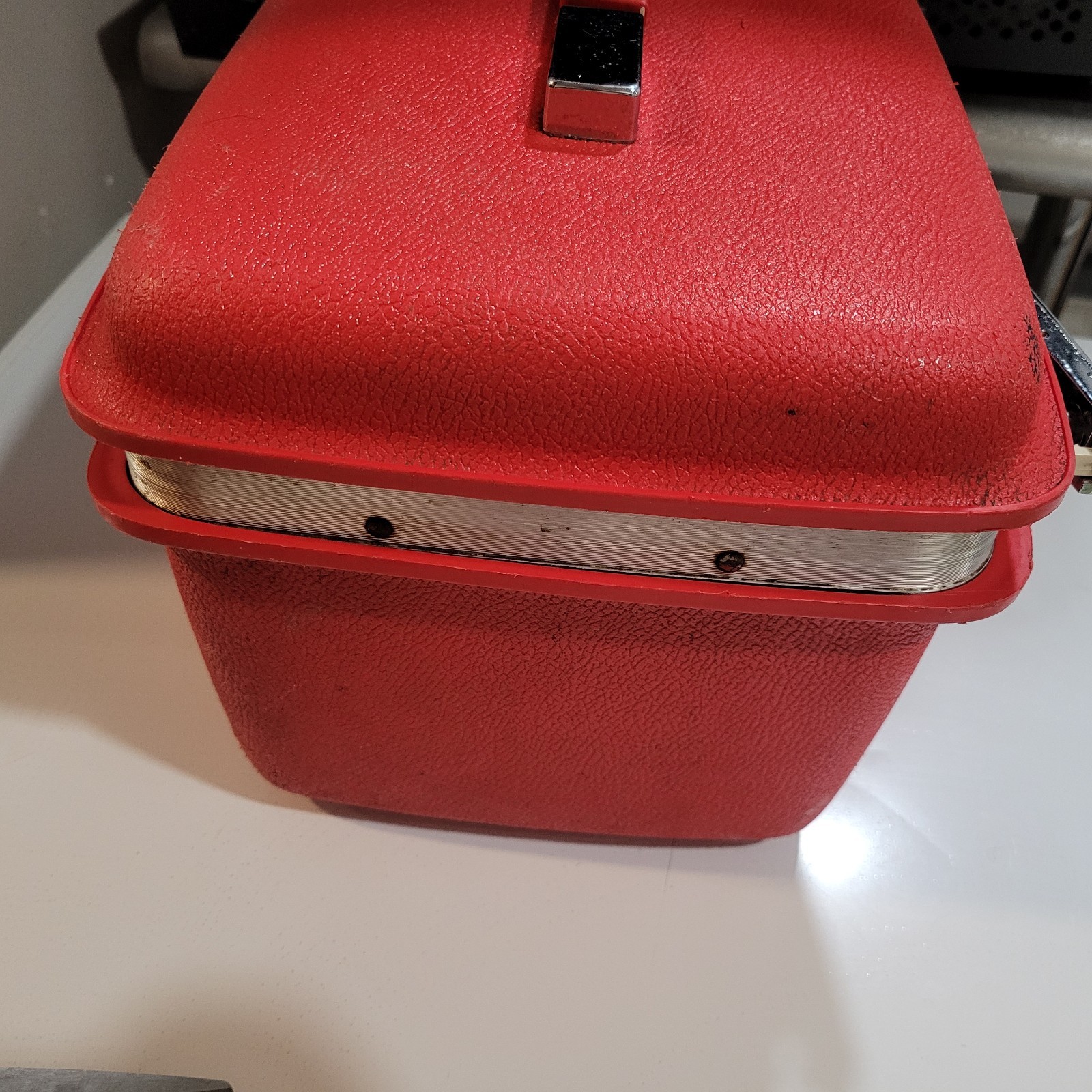 Vintage60s Samsonite Red HardShell Train Suitcase Cosmetic Makeup Travel Classic