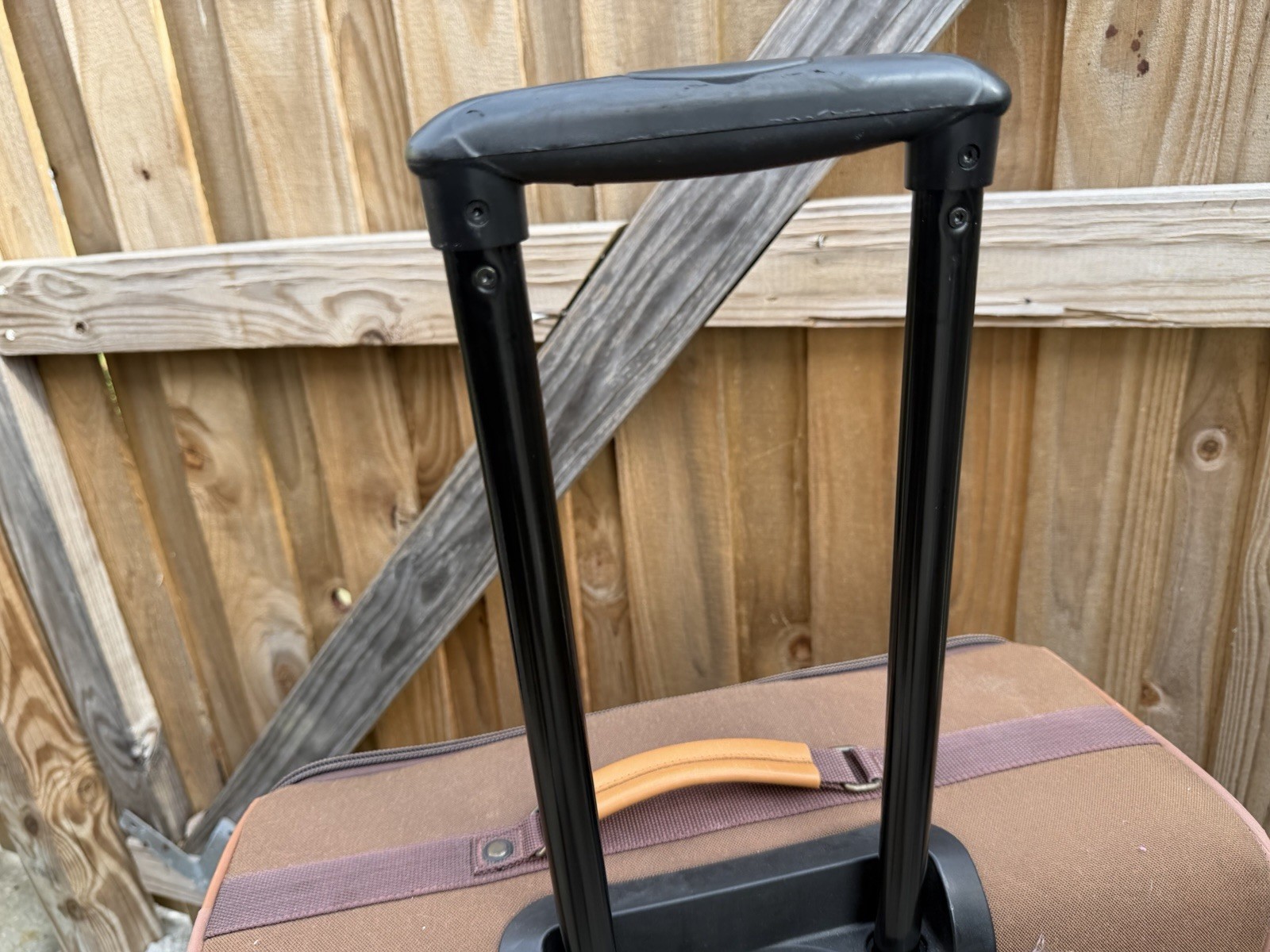 Vintage 80’s LL Bean Rolling Suitcase Luggage Brown W/ Leather Trim
