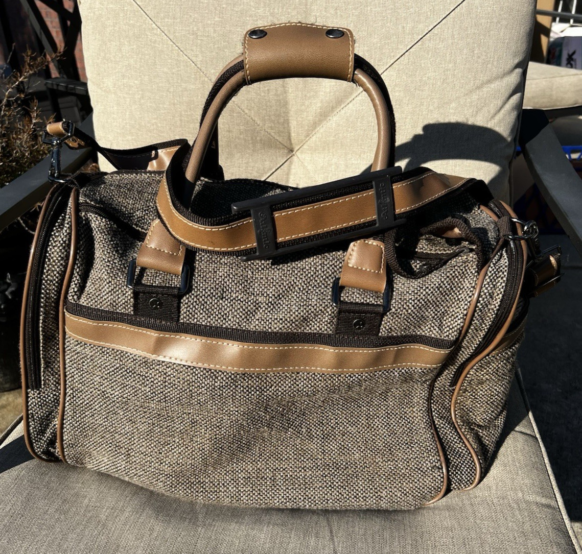 Vintage Atlantic Brown Tweed Weekender Bag -Excellent Condition W/ Strap And Tag