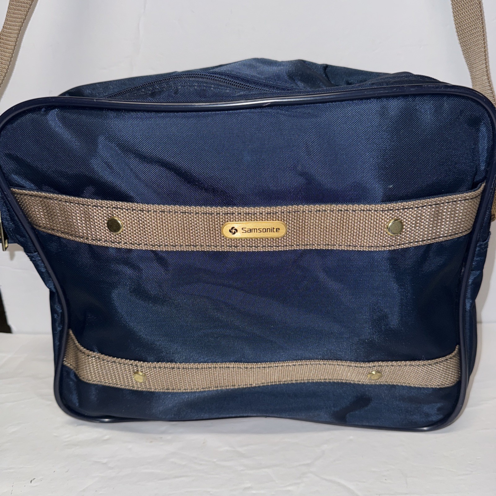 Vtg Samsonite Carrypak 78 Carry On Shoulder Messenger Bag Blue/Brown Pre Owned