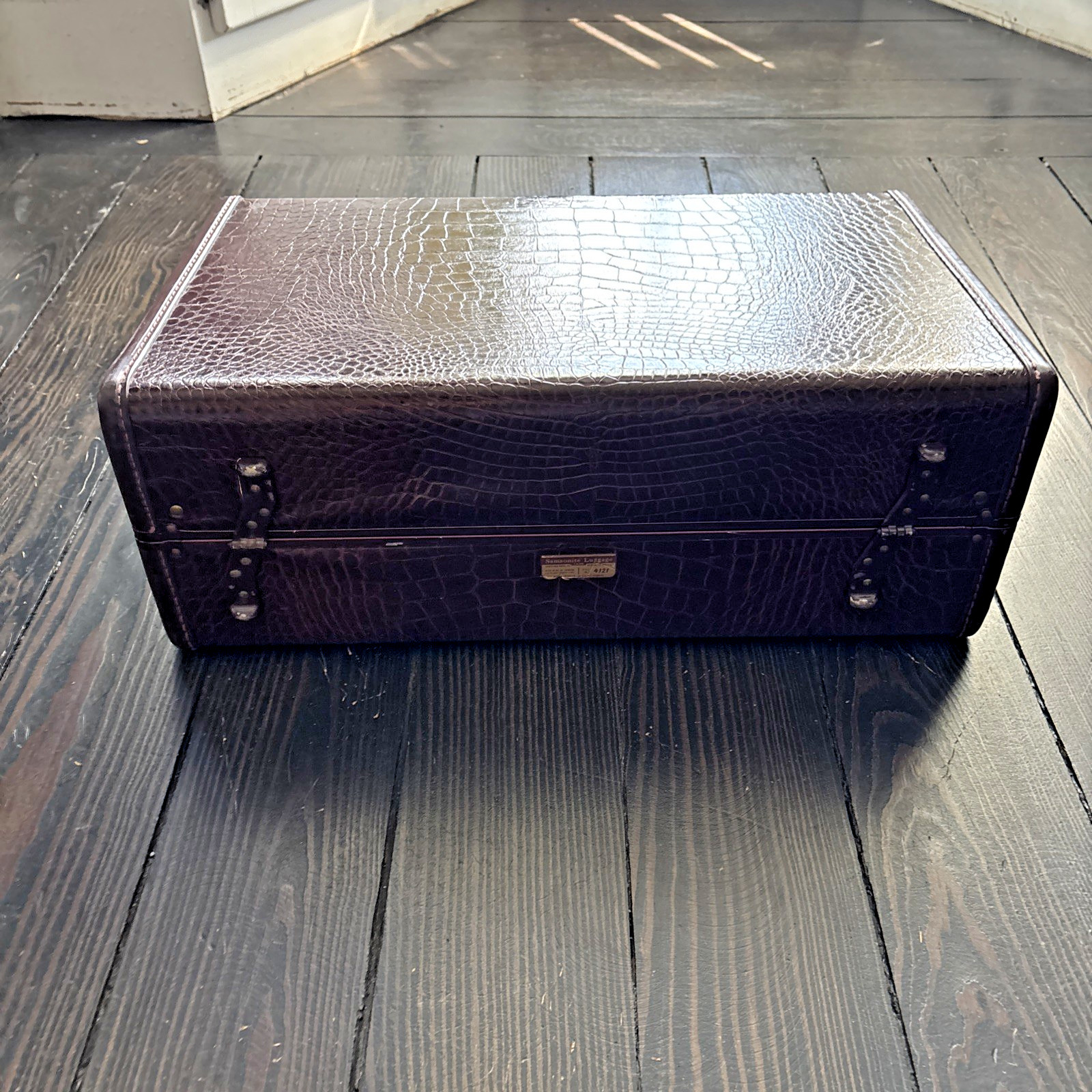 Vtg MCM Samsonite Faux Alligator Hard Suitcase Luggage 4121 Circa 1940s EUC