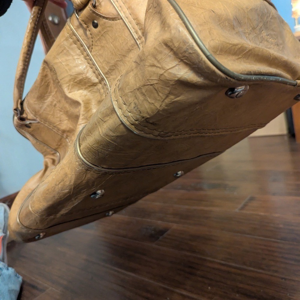 Tan Vinyl Vintage 1980 Duffle Bag will Talon Zippers