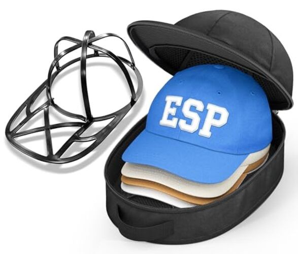 Hat Travel Case for Baseball Caps – Cap Carrier with Plastic Holder & 1