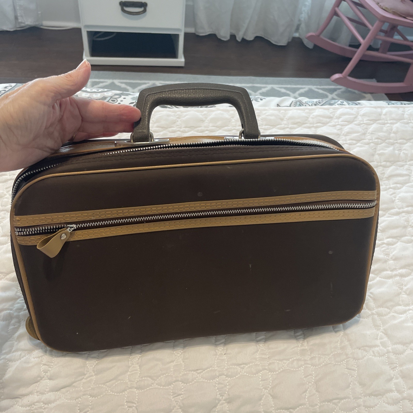 Vintage Bantam Travelware Small Mini Brown Suitcase