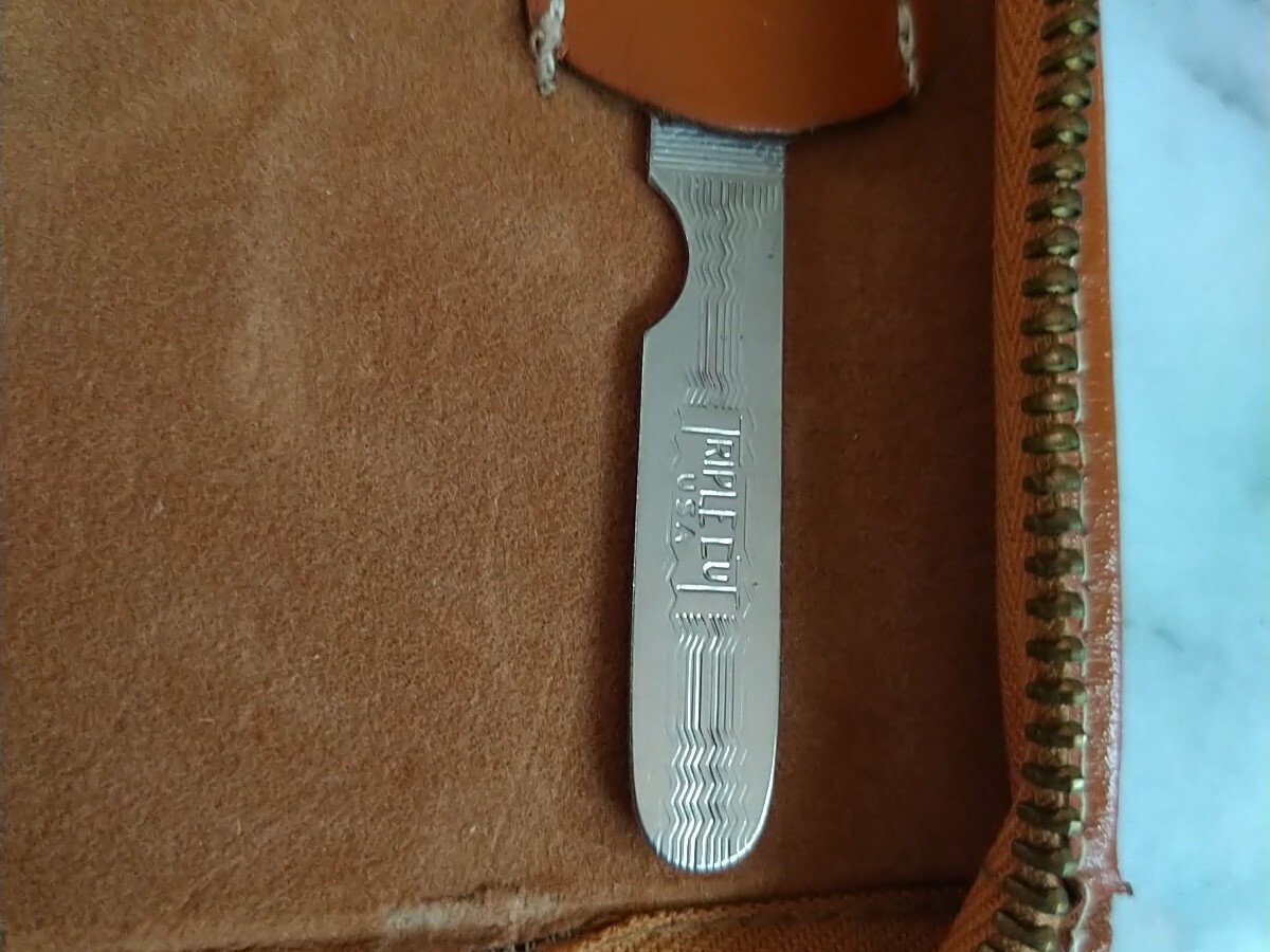 Vintage Toiletry Set 7-piece Genuine Leather Made In USA travel manicure