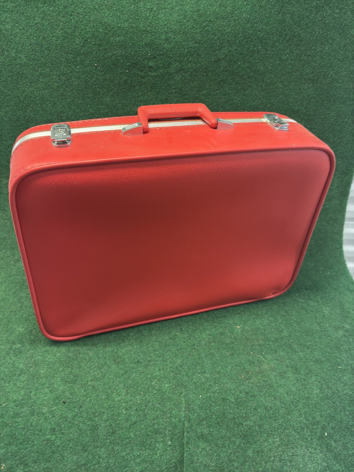 1950s VTG Pullman Featherlite Red Suitcase Large Luggage Without Key Mid Century