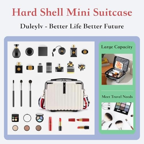 Mini Suitcase Hard Shell Makeup Case Stress-Resistant ABS Hard Makeup Black