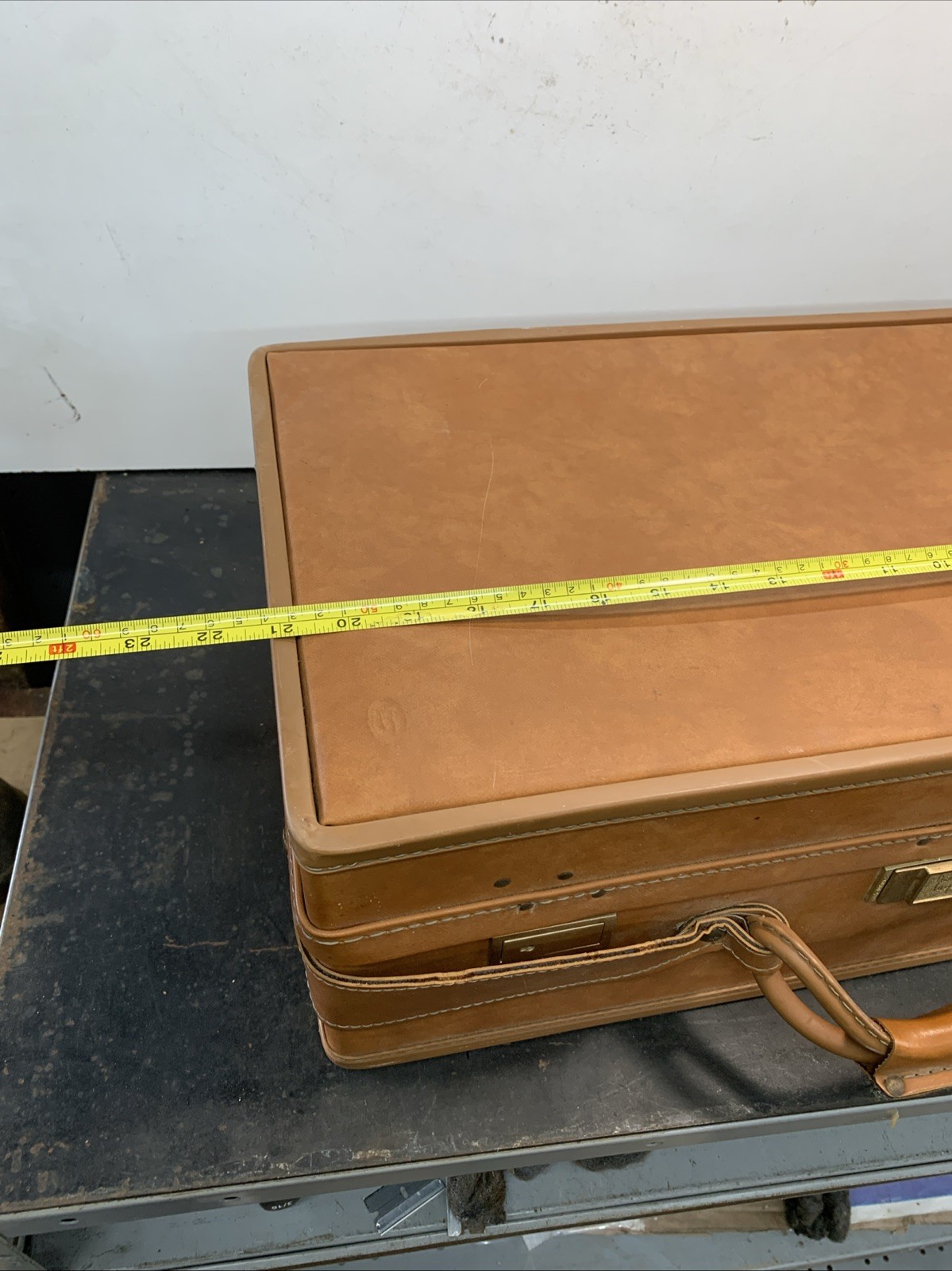 Vintage Hartmann Leather Luggage Tan Suitcase Paisley Lining