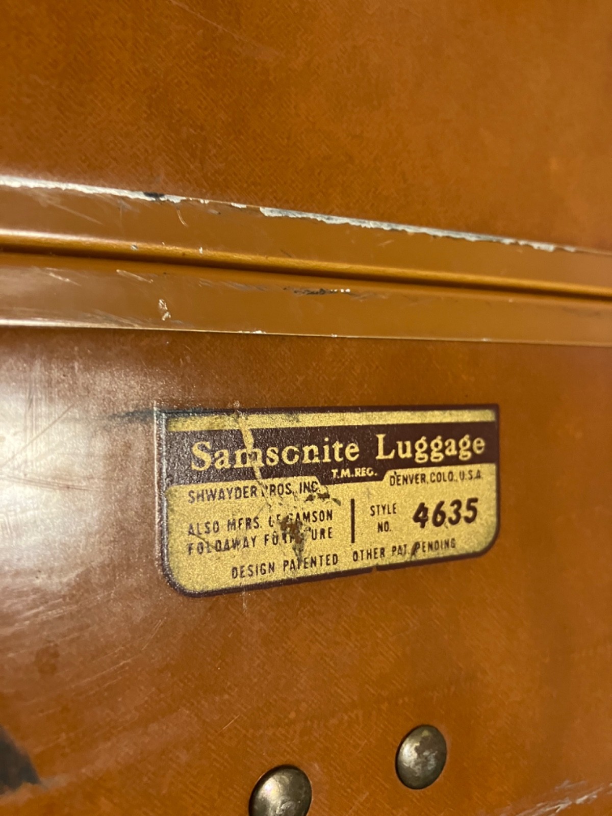 Vintage 1950’s Samsonite Brown Leather Hard Shell Luggage NO KEY