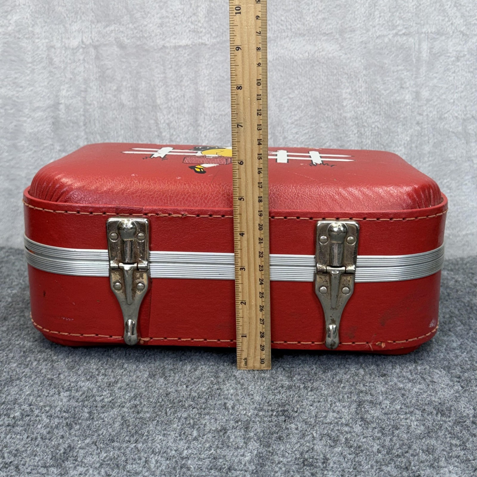 VTG 60s 70s Going To Grandma’s Red Vinyl Kid’s Hard Case Trojan Luggage Travel