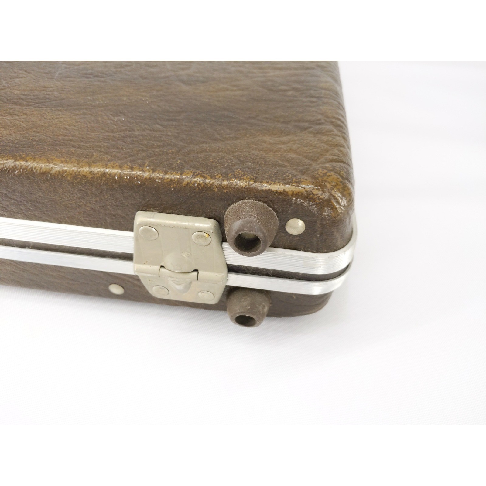Escort Briefcase Slim Brown Vintage Hard Shell Faux Leather Attache Case No Key