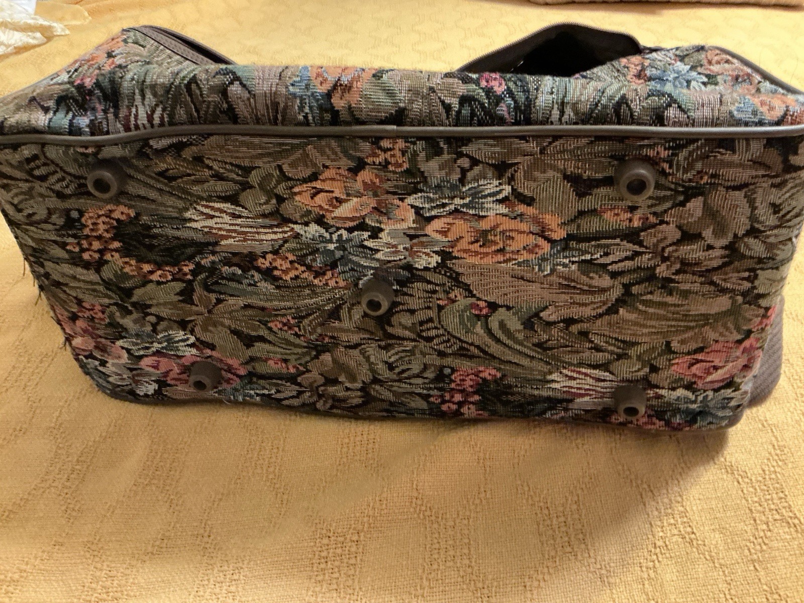 Jordache VINTAGE Floral Tapestry Duffle Bag Weekender Canvas EUC
