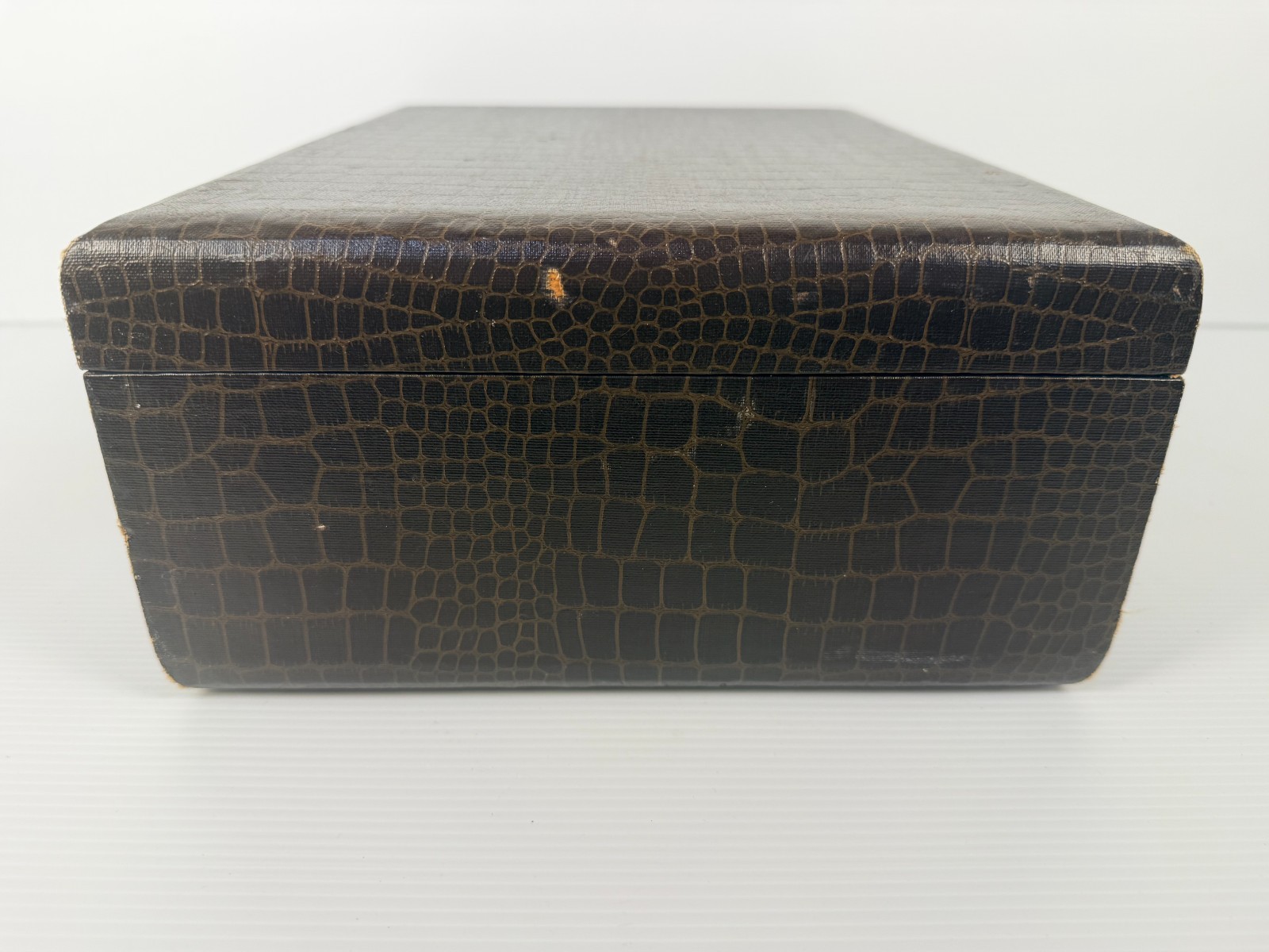 Vintage Luggage Faux Crocodile Pattern Train Case