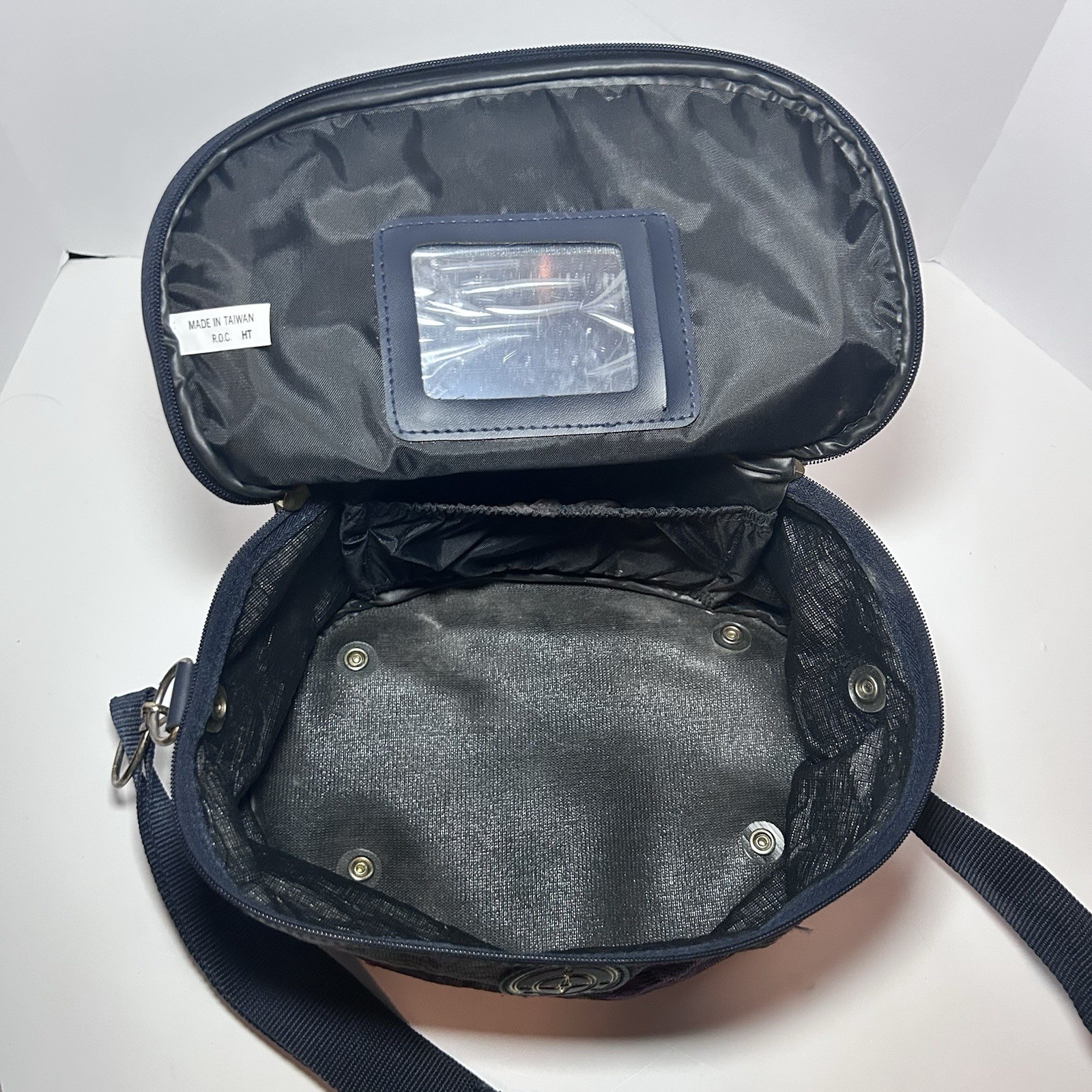Vintage Tapestry Style Make-up Travel Case Oval Softsided By Compass Zip Top