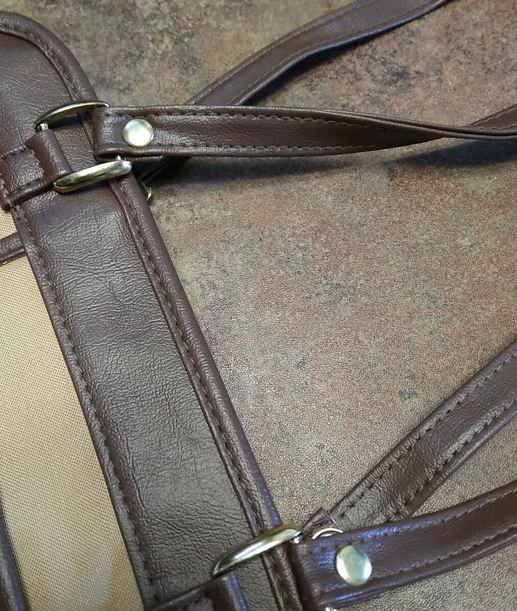 VTG Interpur Brown Canvas Travel Shoulder Bag Tote Carry On Bag -11.5x11x2.5