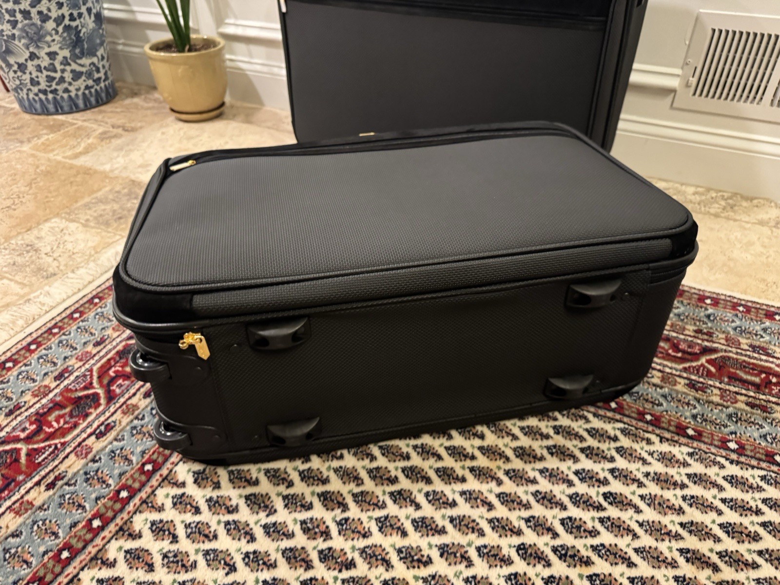 Rare Vintage Yves Saint Laurent Black tweed suede trim luggage suitcase set of 4