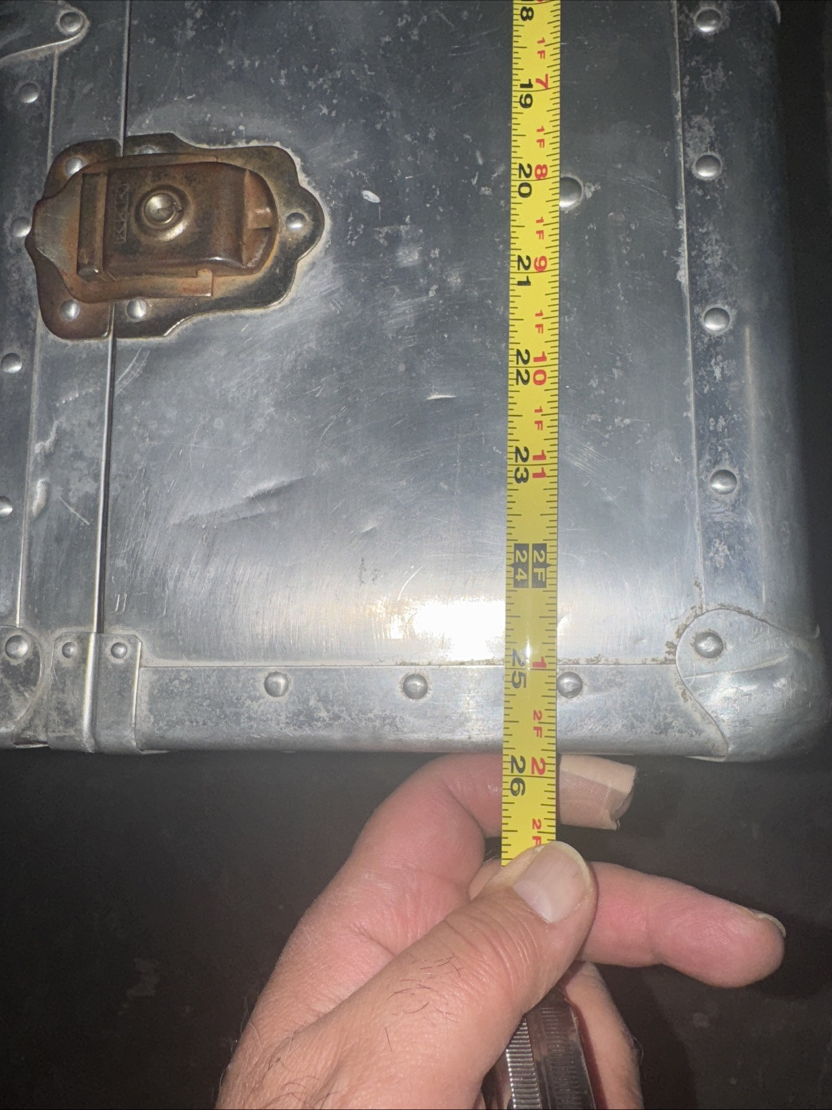 Vintage Art Deco Machine Age Riveted Aluminum Suitcase